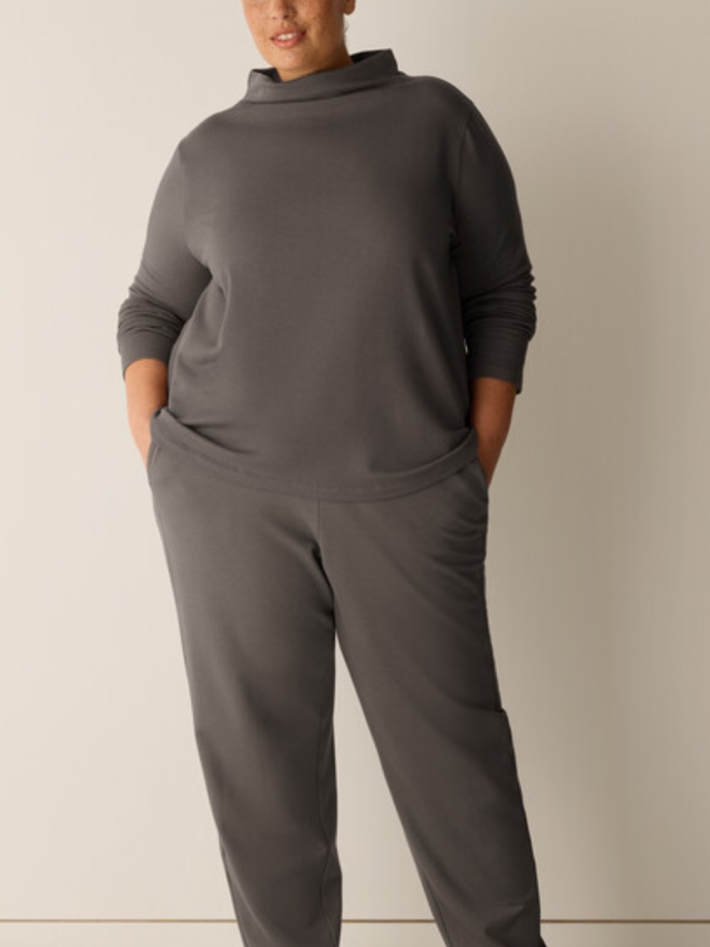 Eileen Fisher Charcoal Gray Relaxed Jogger Set soft